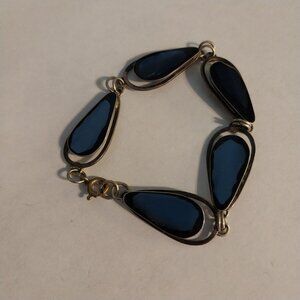 Vintage Silver Tone Shell Tear Drop Bracelet